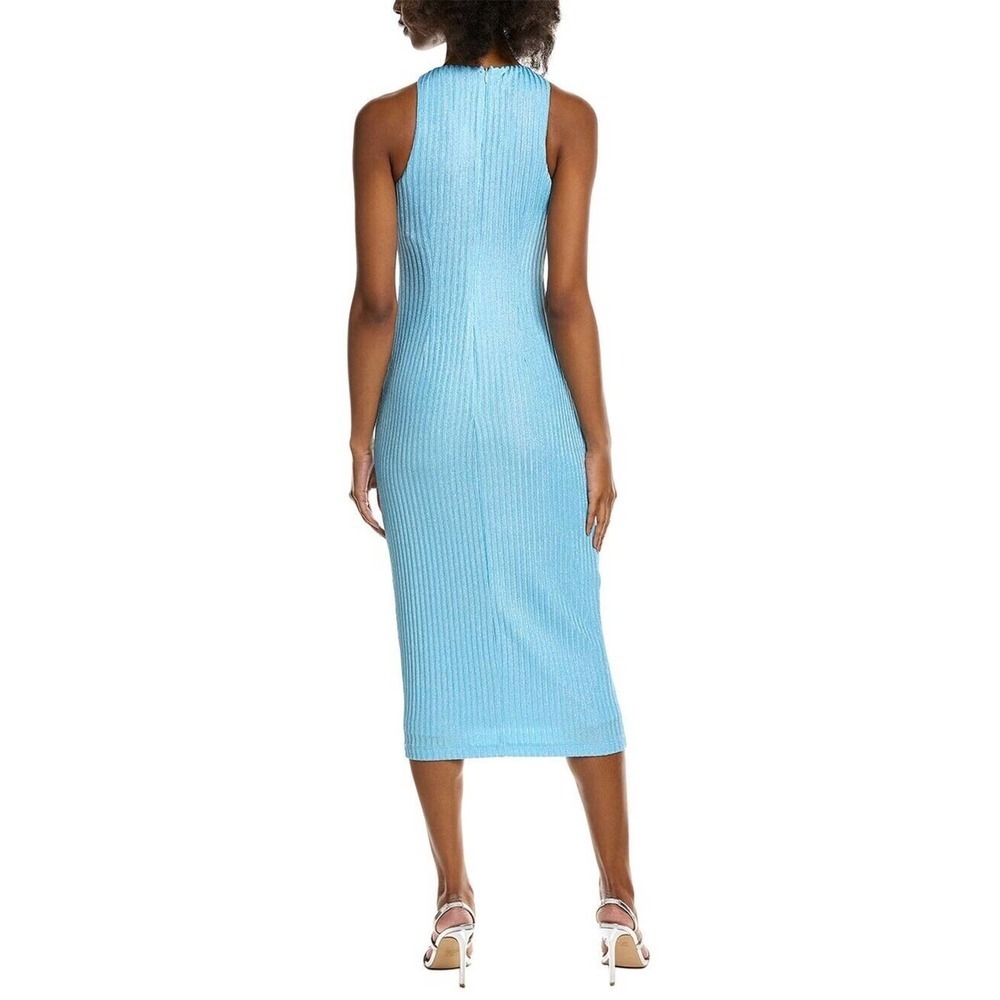 Monique Lhuillier Women's Crossover cutout metallic ribbed-knit midi dress Sz 6 - Picture 8 of 16